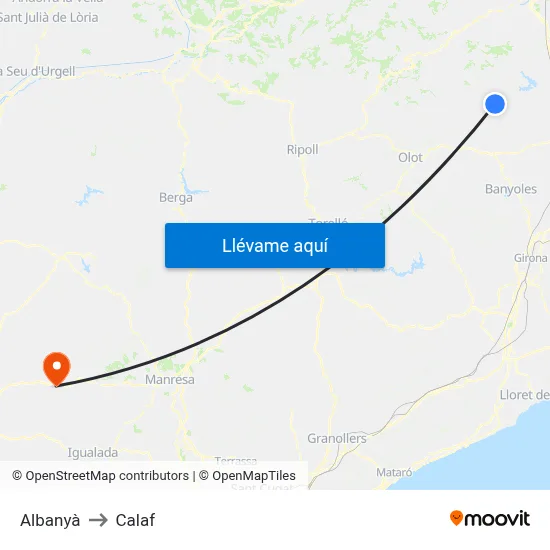 Albanyà to Calaf map
