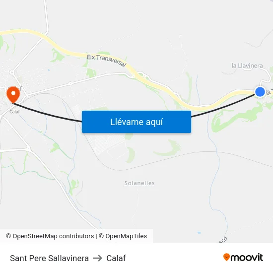 Sant Pere Sallavinera to Calaf map