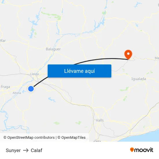 Sunyer to Calaf map