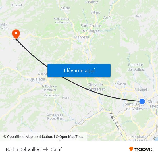 Badia Del Vallès to Calaf map