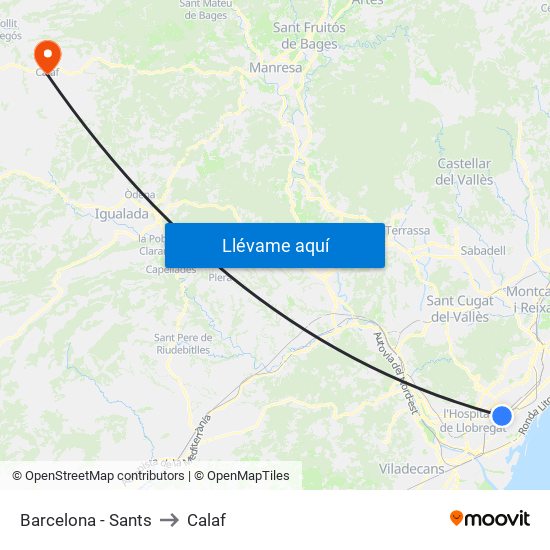 Barcelona - Sants to Calaf map