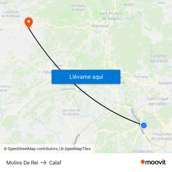 Molins De Rei to Calaf map