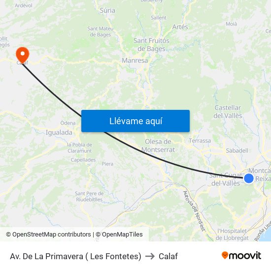 Av. De La Primavera ( Les Fontetes) to Calaf map