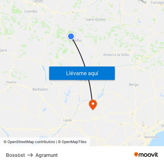 Bossòst to Agramunt map