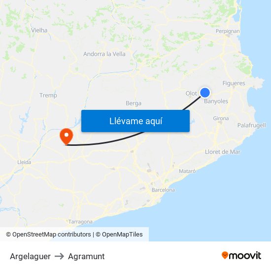 Argelaguer to Agramunt map