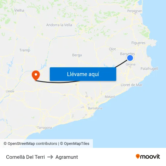 Cornellà Del Terri to Agramunt map