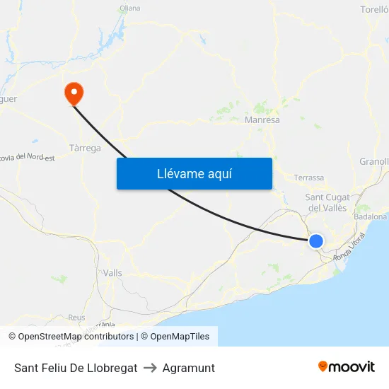 Sant Feliu De Llobregat to Agramunt map