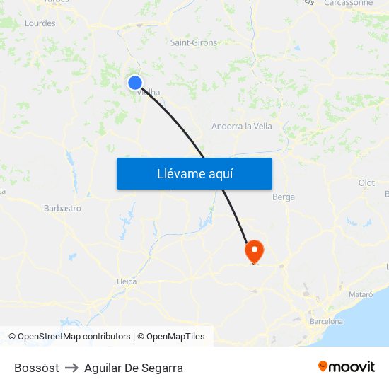 Bossòst to Aguilar De Segarra map