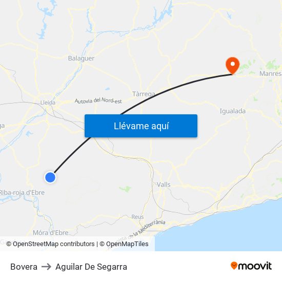 Bovera to Aguilar De Segarra map