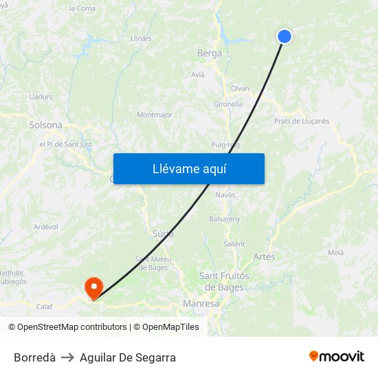 Borredà to Aguilar De Segarra map
