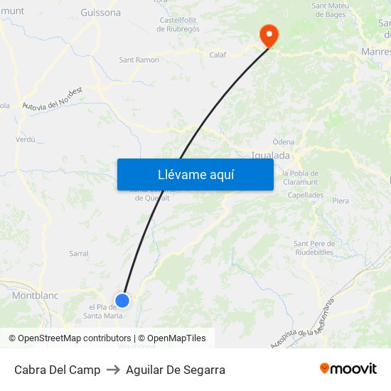 Cabra Del Camp to Aguilar De Segarra map