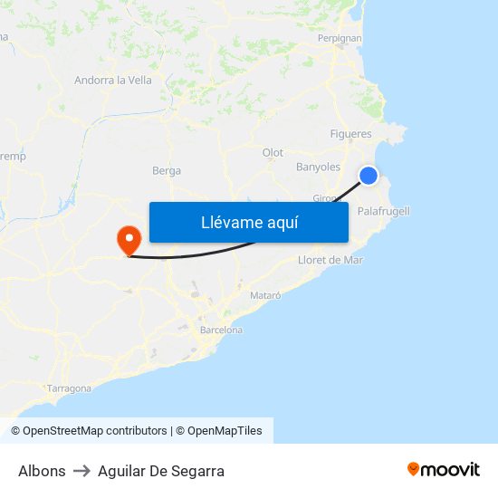Albons to Aguilar De Segarra map