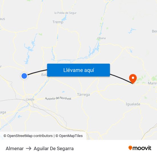 Almenar to Aguilar De Segarra map