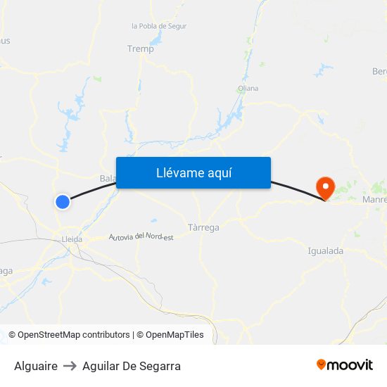 Alguaire to Aguilar De Segarra map