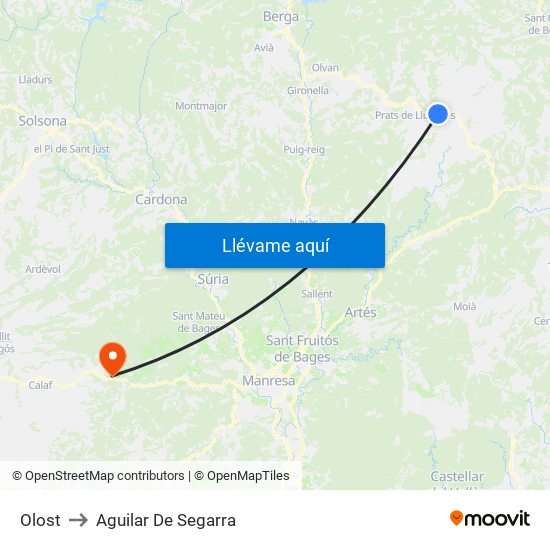Olost to Aguilar De Segarra map