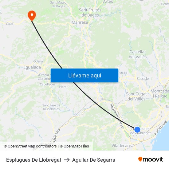 Esplugues De Llobregat to Aguilar De Segarra map