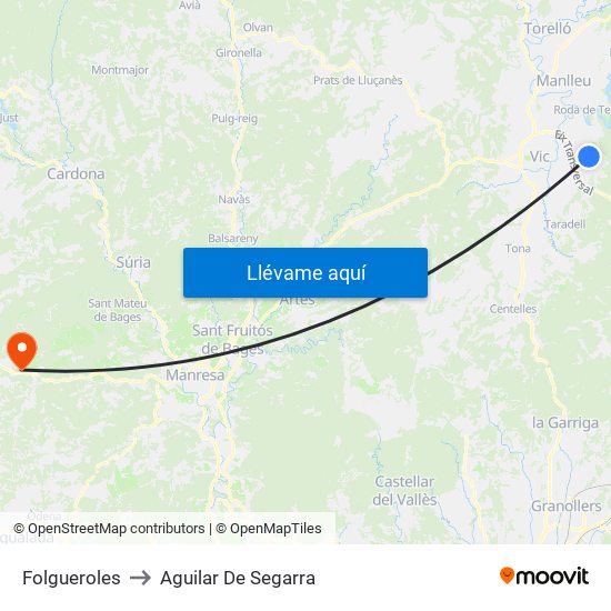 Folgueroles to Aguilar De Segarra map