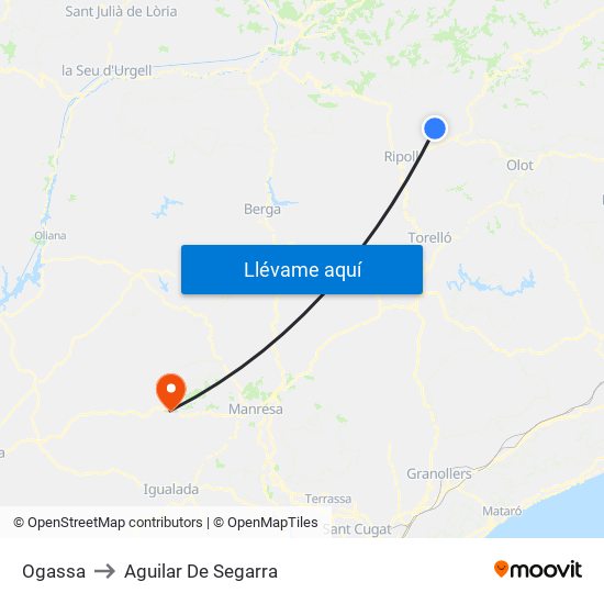 Ogassa to Aguilar De Segarra map