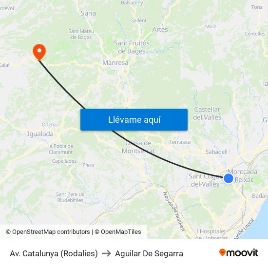 Av. Catalunya (Rodalies) to Aguilar De Segarra map