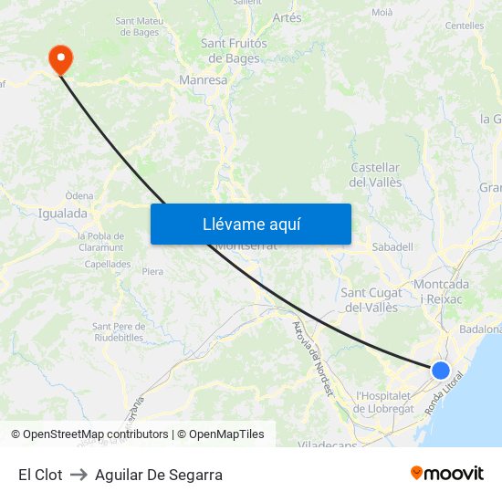 El Clot to Aguilar De Segarra map