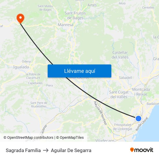 Sagrada Família to Aguilar De Segarra map