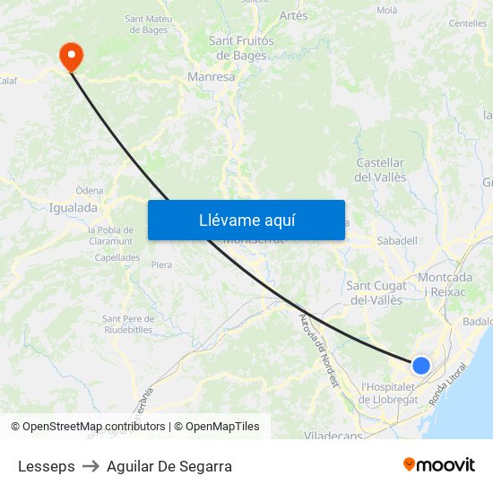 Lesseps to Aguilar De Segarra map