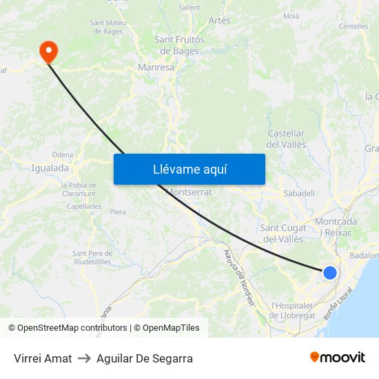 Virrei Amat to Aguilar De Segarra map