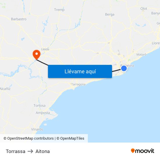 Torrassa to Aitona map