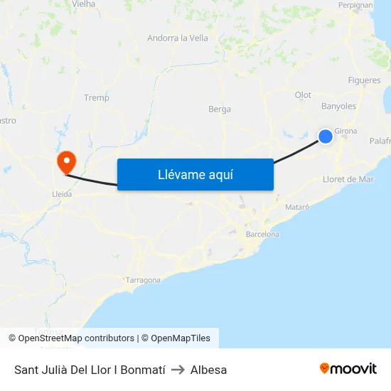 Sant Julià Del Llor I Bonmatí to Albesa map