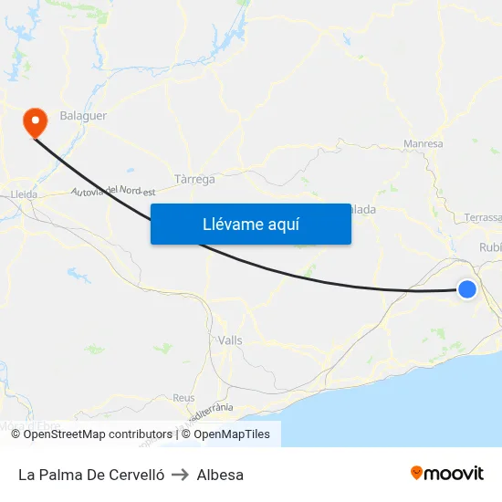 La Palma De Cervelló to Albesa map
