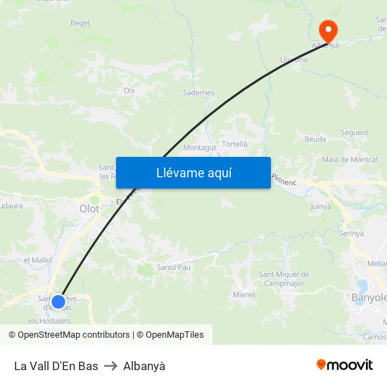 La Vall D'En Bas to Albanyà map