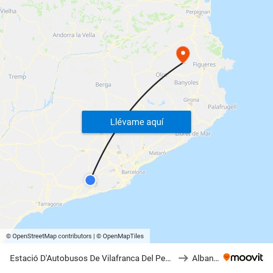 Estació D'Autobusos De Vilafranca Del Penedès to Albanyà map