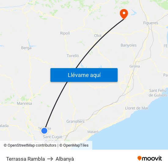 Terrassa Rambla to Albanyà map