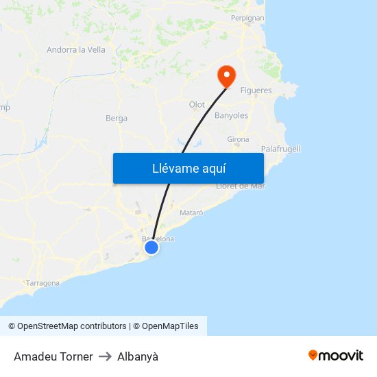 Amadeu Torner to Albanyà map