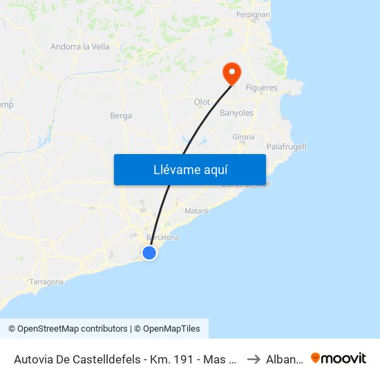 Autovia De Castelldefels - Km. 191 - Mas Blau to Albanyà map