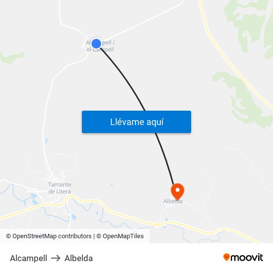 Alcampell to Albelda map