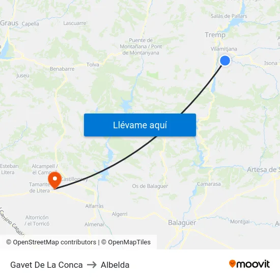 Gavet De La Conca to Albelda map