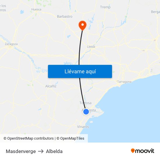 Masdenverge to Albelda map
