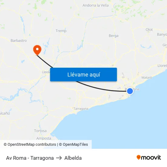 Av Roma - Tarragona to Albelda map