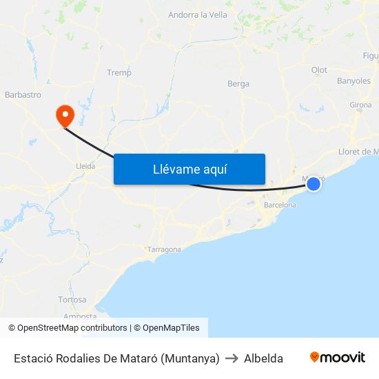 Estació Rodalies De Mataró (Muntanya) to Albelda map