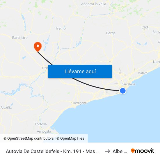Autovia De Castelldefels - Km. 191 - Mas Blau to Albelda map