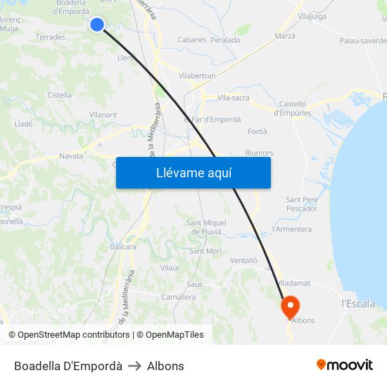 Boadella D'Empordà to Albons map