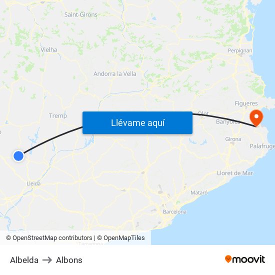 Albelda to Albons map