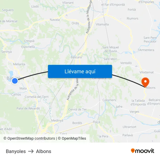 Banyoles to Albons map