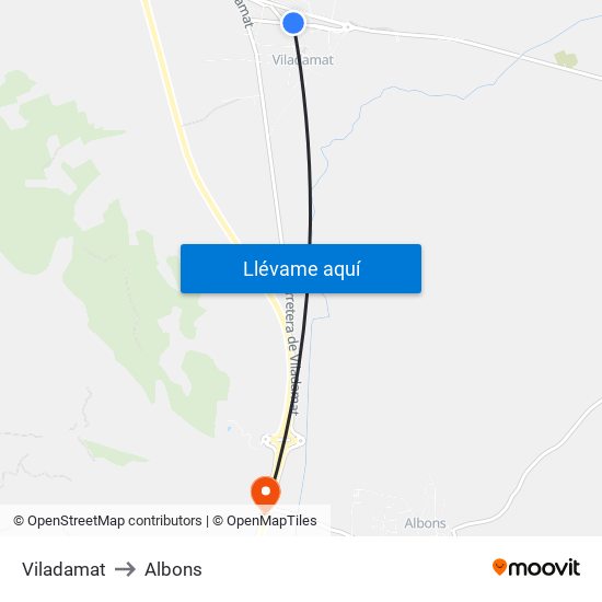 Viladamat to Albons map