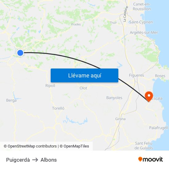 Puigcerdà to Albons map