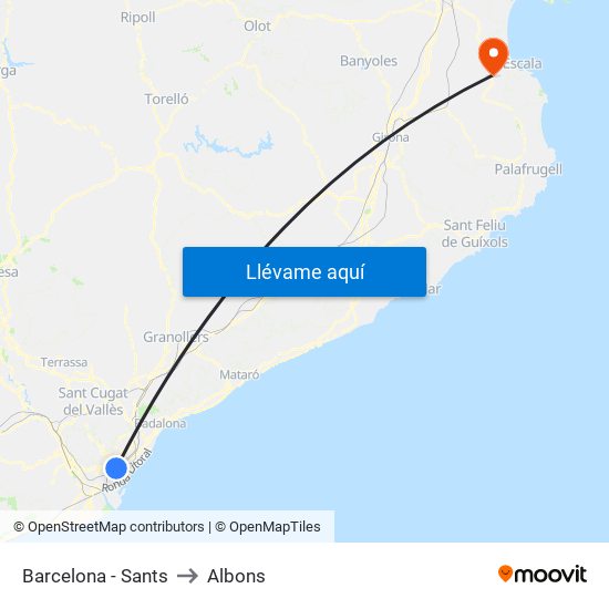 Barcelona - Sants to Albons map