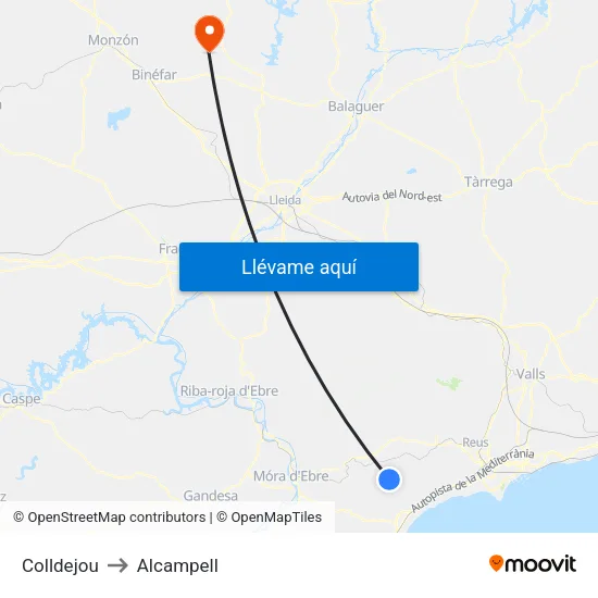Colldejou to Alcampell map