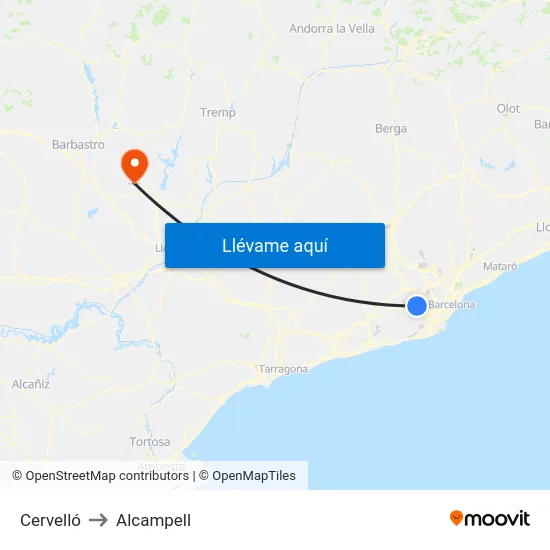 Cervelló to Alcampell map