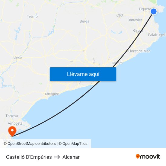 Castelló D'Empúries to Alcanar map